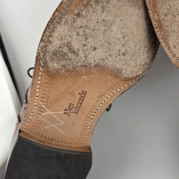 ALLEN EDMONDS Lloyd Brown Leather Wingtip Oxfords Men's Size 9 Brown Preppy Used - Picture 7 of 8